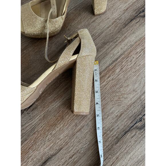 Brash Shoes Women's Size 10 Gold Sparkle High Heel Open Toe Platform - Picture 3 of 6